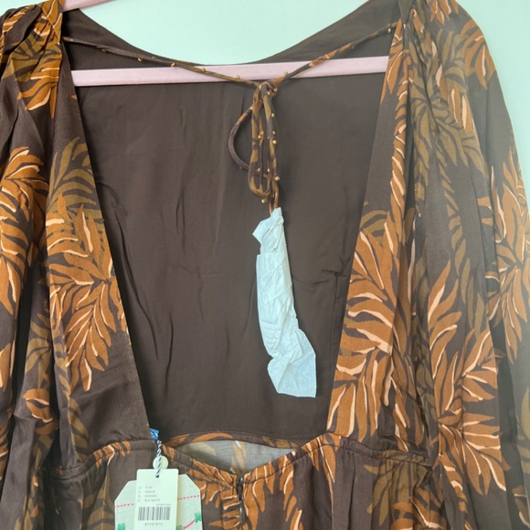 NWT Farm Rio Long-Sleeve Low-Back Printed Midi Dress SIZE M - Picture 6 of 7